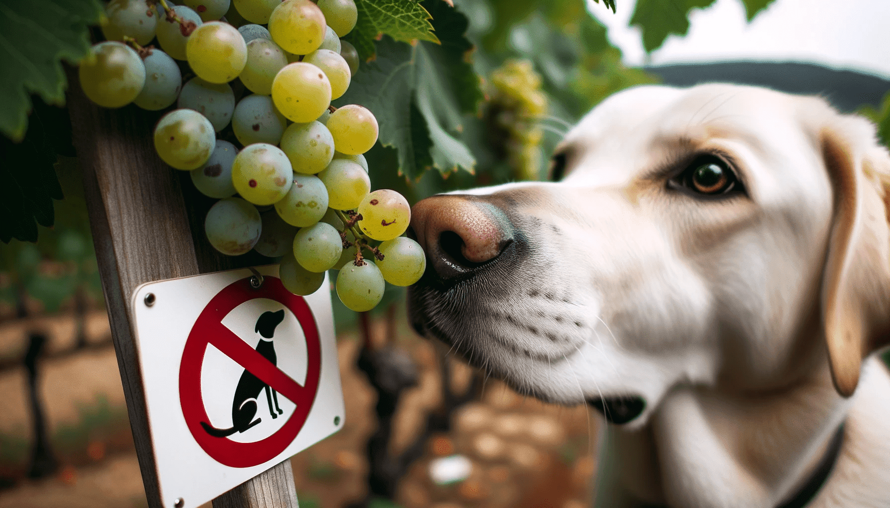 Een hond mag geen druiven eten!
