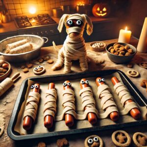 recept voor halloween mummy hot dog snack voor honden