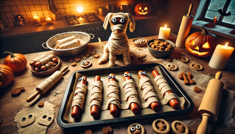 recept voor halloween mummy hot dog snack voor honden